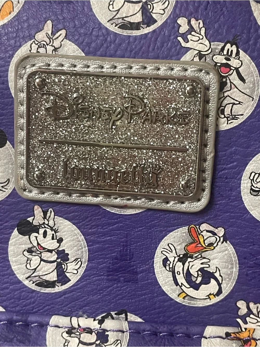 Disney 100th Anniversary Loungefly Mini Backpack Bag Mickey Platinum Purple Spot